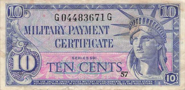 USA MPC Series 591 p.M44 10 Cents 1961 F